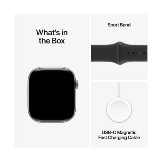 Apple Watch Series 11 Aluminium 46mm Αδιάβροχο με Παλμογράφο (Space Grey Aluminium Case with Black Sport Band - M/L)