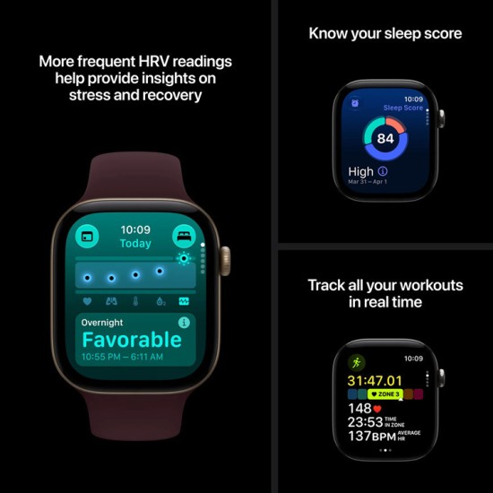 Apple Watch Series 12 Aluminium 46mm Αδιάβροχο με Παλμογράφο (Space Grey Aluminium with Navy Blue Sport Band - S/M)