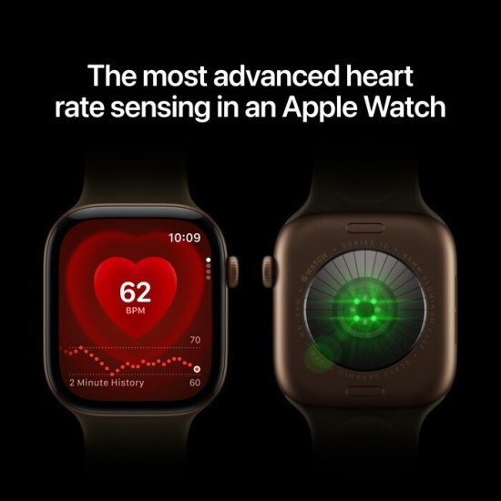 Apple Watch Series 12 Aluminium 46mm Αδιάβροχο με Παλμογράφο (Light Gold Aluminium with Sand Sport Band - M/L)