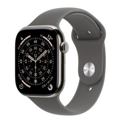 Apple Watch Series 11 Cellular Titanium 42mm Αδιάβροχο με eSIM και Παλμογράφο (Natural Titanium Case with Stone Grey Sport Band - S/M)