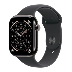 Apple Watch Series 11 Cellular Titanium 42mm Αδιάβροχο με eSIM και Παλμογράφο (Slate Titanium Case with Black Sport Band - M/L)