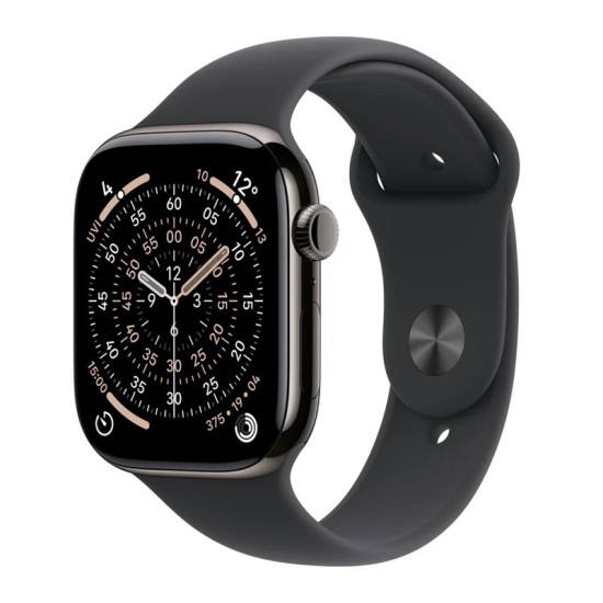Apple Watch Series 11 Cellular Titanium 42mm Αδιάβροχο με eSIM και Παλμογράφο (Slate Titanium Case with Black Sport Band - M/L)