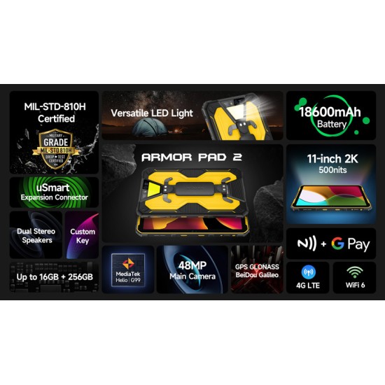 Ulefone Armor Pad 2 11" Tablet με WiFi & 4G (8GB/256GB) Μαύρο Ulefone Armor Pad 2 11" Tablet με WiFi & 4G (8GB/256GB) Μαύρο