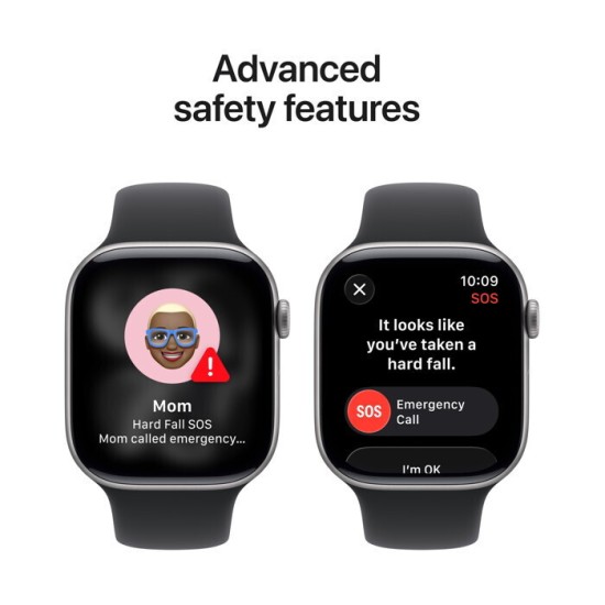 Apple Watch Series 11 Aluminium 46mm Αδιάβροχο με Παλμογράφο (Space Grey Aluminium Case with Black Sport Band - M/L)