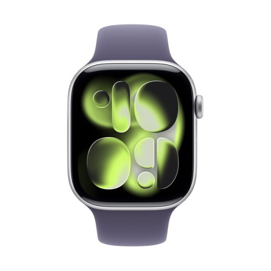 Apple Watch Series 11 Aluminium 46mm Αδιάβροχο με Παλμογράφο (Silver Aluminium Case with Purple Fog Sport Band - M/L)