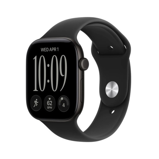Apple Watch Series 12 Aluminium 46mm Αδιάβροχο με Παλμογράφο (Black Aluminium with Black Sport Band - M/L)