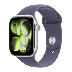 Apple Watch Series 11 Aluminium 46mm Αδιάβροχο με Παλμογράφο (Silver Aluminium Case with Purple Fog Sport Band - M/L)