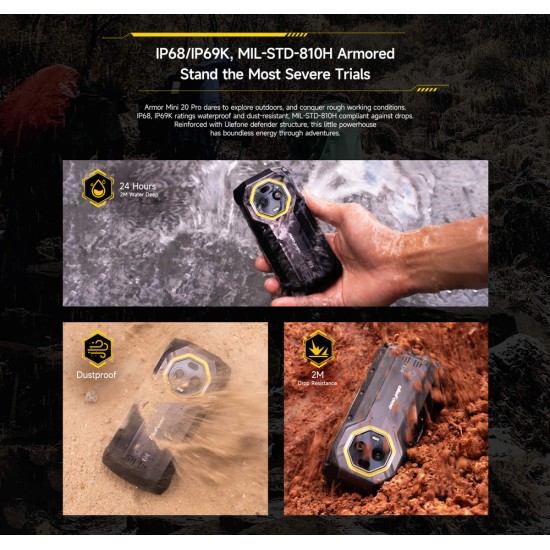 Ulefone Armor Mini 20 Pro 5G Dual SIM (8/256GB) Ανθεκτικό Smartphone Frost Black