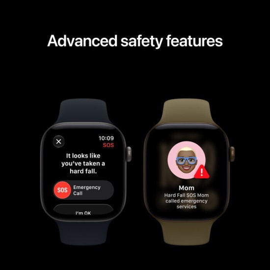 Apple Watch Series 12 Aluminium 46mm Αδιάβροχο με Παλμογράφο (Light Gold Aluminium with Sand Sport Band - M/L)