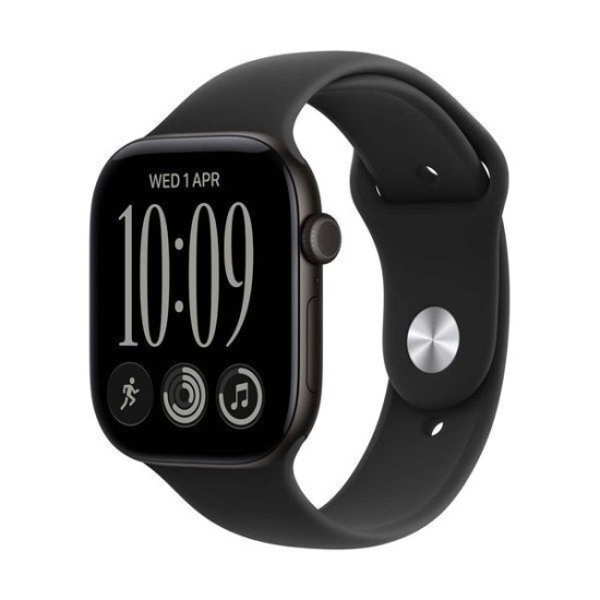 Apple Watch Series 12 Cellular Aluminium 42mm Αδιάβροχο με Παλμογράφο (Black Aluminium with Black Sport Band - S/M)