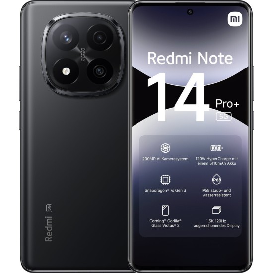 Xiaomi Redmi Note 14 Pro+ 5G Dual SIM (12GB/512GB) Midnight Black Xiaomi Redmi Note 14 Pro+ 5G Dual SIM (12GB/512GB) Midnight Black