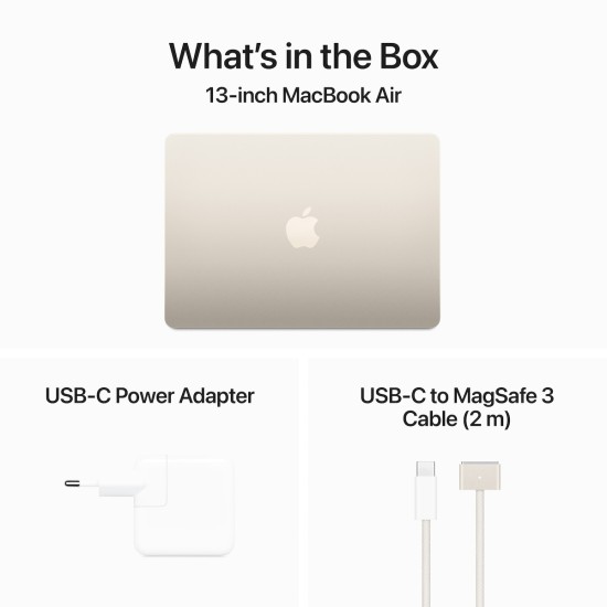 Apple MacBook Air 13" (2024) 13.6" Retina Display (M3-8-core/8GB/256GB SSD) Starlight (International English Keyboard)