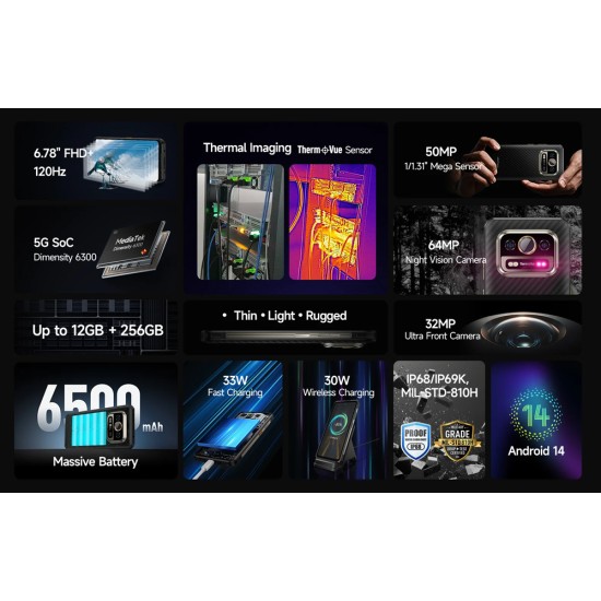 Ulefone Armor 25T Pro 5G Dual SIM (6GB/256GB) Ανθεκτικό Smartphone Frost Black