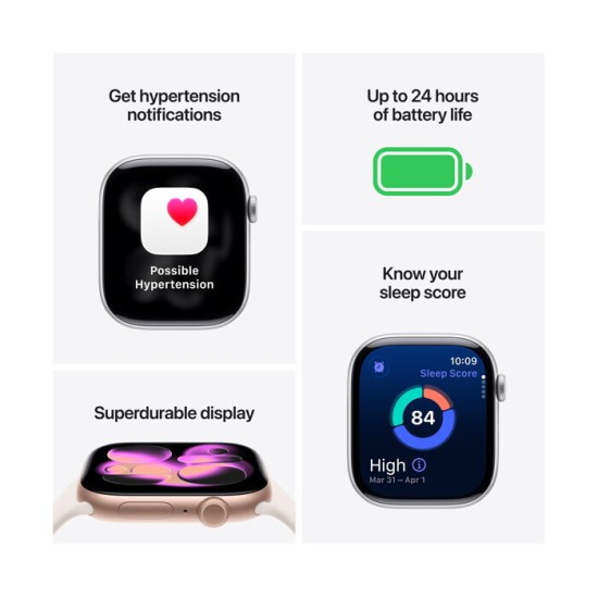 Apple Watch Series 11 Aluminium 46mm Αδιάβροχο με Παλμογράφο (Space Grey Aluminium Case with Black Sport Band - M/L)