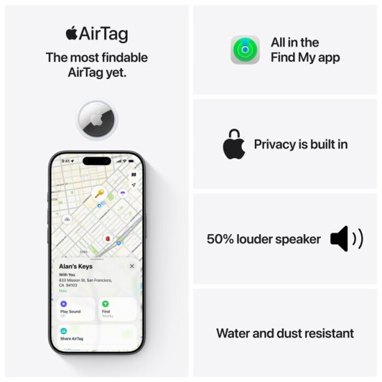 Apple AirTag 2nd Gen Apple Find My Λευκό