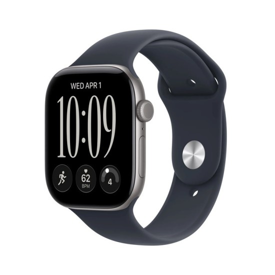Apple Watch Series 12 Aluminium 46mm Αδιάβροχο με Παλμογράφο (Space Grey Aluminium with Navy Blue Sport Band - S/M)