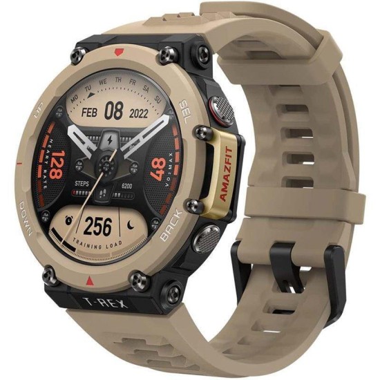 Amazfit T-Rex 2 Aluminium 47mm Αδιάβροχο Smartwatch με Παλμογράφο (Desert Khaki)